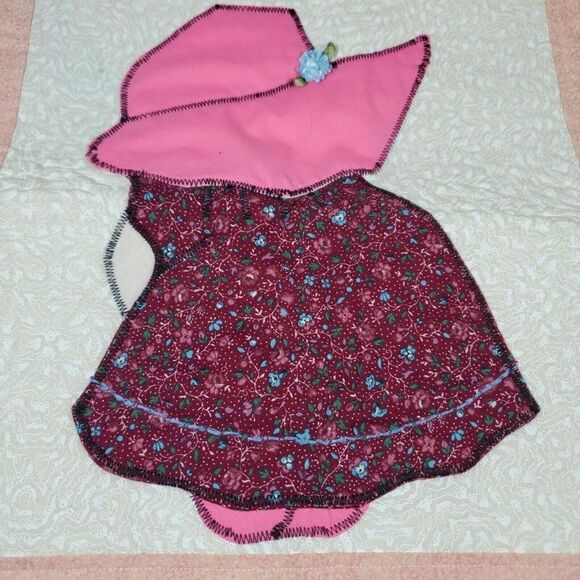 Vintage Handmade Holly Hobbie Quilt Panel Fabric Wall Decoration Hanging 13" - Picture 3 of 3